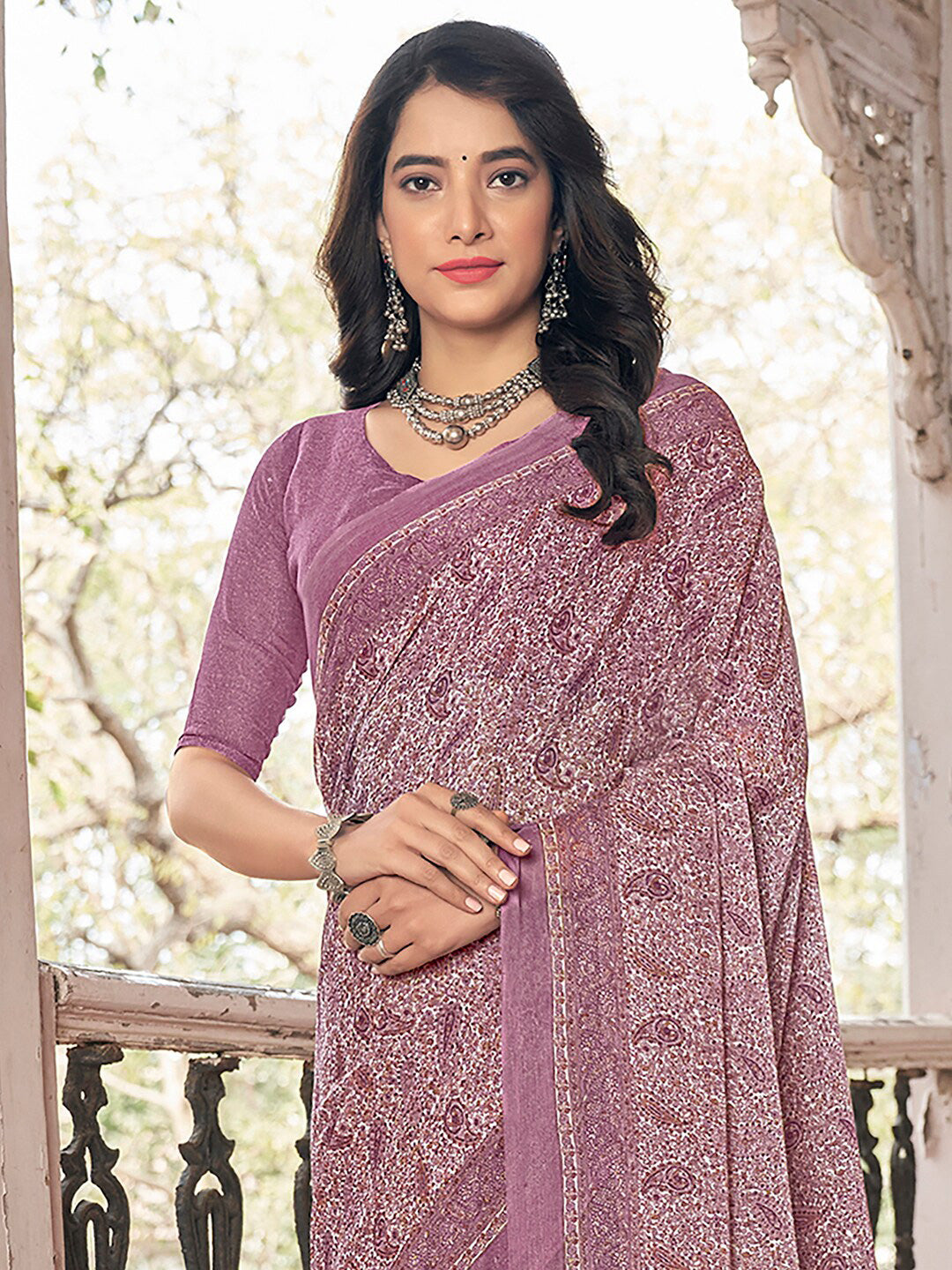 Kalini Paisley Printed Pure Chiffon Dabu Saree - Distacart