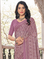 Thumbnail for Kalini Paisley Printed Pure Chiffon Dabu Saree - Distacart