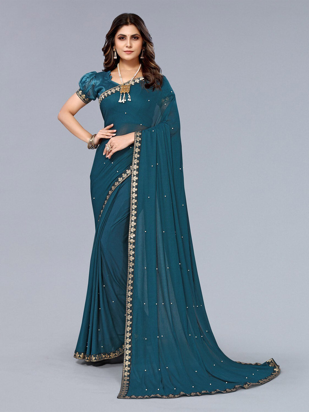 Kalini TBeads & Stones Embellished Saree - Distacart