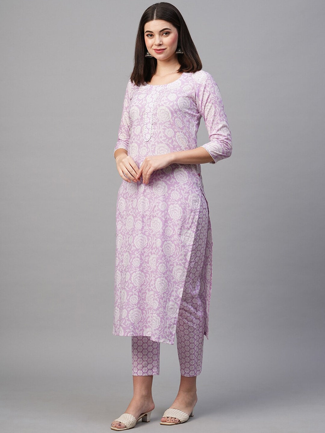 Kalini Straight Floral Printed Kurta with Trousers - Distacart