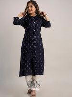 Thumbnail for Kalini Women Navy Blue Printed Kurta with Trousers - Distacart