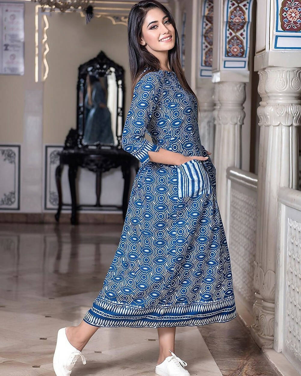 Partywear Designer Steel Blue Pure Maslin Gown - Anbazaar - Distacart