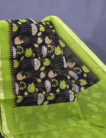 Thumbnail for Black and Parrot Green Pichwau Design Pure Kota Cotton Saree By Gayathri Reddy Designer Studio - Distacart