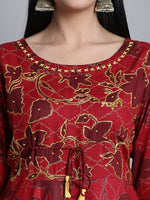 Thumbnail for Kalini Floral Printed Thread Work A-Line Kurta With Dhoti Pants - Distacart