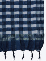 Thumbnail for HERE&NOW Women Navy Blue Ethnic Motifs Printed Pure Cotton Kurta with Trousers & With Dupatta - Distacart