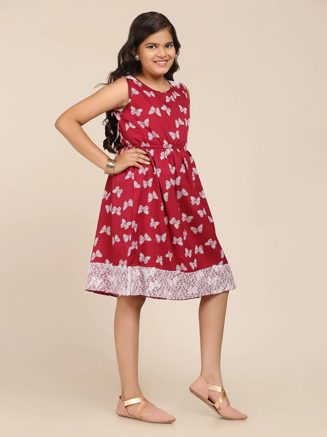 NOZ2TOZ Maroon & White Floral Dress For Girls - Distacart