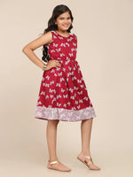 Thumbnail for NOZ2TOZ Maroon & White Floral Dress For Girls - Distacart
