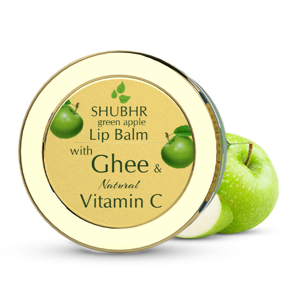 Blue Nectar Shubhr Green Apple Lip Balm with Ghee & Natural Vitamin C 15 gm