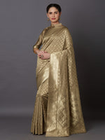 Thumbnail for Mitera Beige Woven Design Kanjeevaram Saree - Distacart