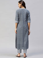 Thumbnail for Kalini Women Floral Printed Notched Neck Kurta with Trousers - Distacart