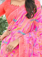 Thumbnail for Kalini Abstract Printed Pure Chiffon Dabu Saree - Distacart
