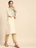 Thumbnail for Sangria Women Ethnic Motifs Embroidered Thread Work Pastels Kurta - Distacart