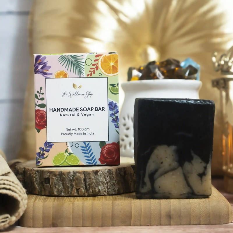 The Wellness Shop 100% Natural Charcoal & Green Tea Handmade Soap