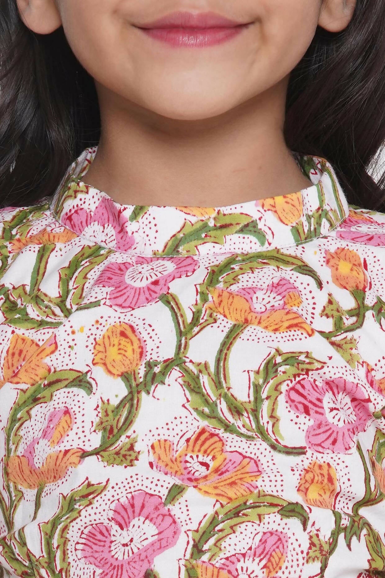 Little Bansi Floral Print Ready To Wear Saree And Floral Blouse - White - Distacart