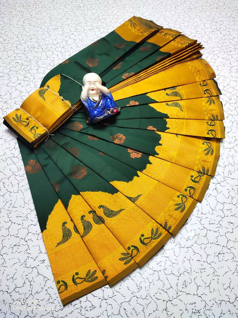 DEIANA'S Beautiful Golden Jari with New Design Soft Lichi Silk Saree - Green - Distacart