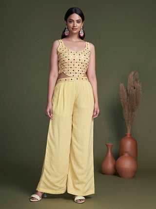 Myra Yellow Koti Style Silk and Georgette Embroidered Palazo Suit - Distacart