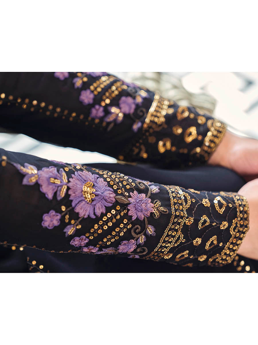 Myra Dark Blue Real Georgette Gharara Suit - Distacart