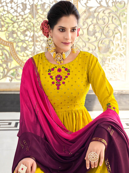 Myra Florenece Green and Rani Real Georgette Gharara Suit - Distacart