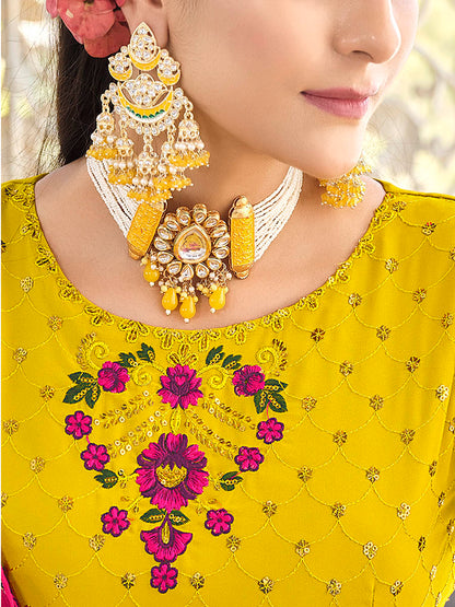 Myra Florenece Green and Rani Real Georgette Gharara Suit - Distacart