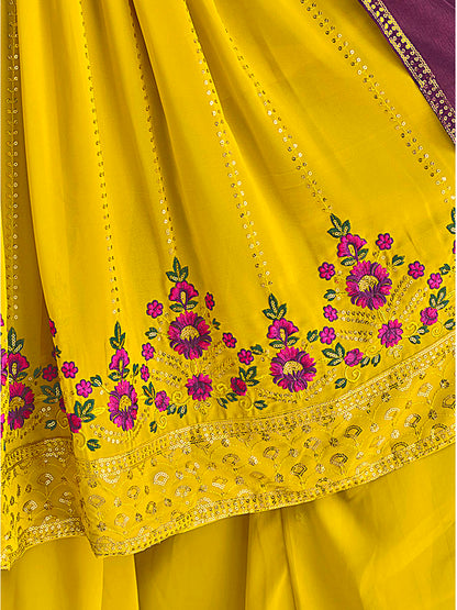 Myra Florenece Green and Rani Real Georgette Gharara Suit - Distacart
