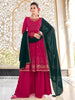 Myra Rani and Green Real Georgette Gharara Suit - Distacart