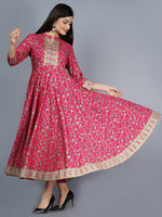 Thumbnail for Kalini Women Pink & Golden Ethnic Motifs Printed Anarkali Kurta - Distacart