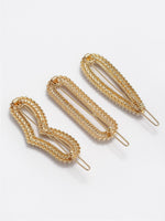 Thumbnail for Panash Women Set of 3 Gold-Toned & White Pearls Embellished Bobby Pins - Distacart