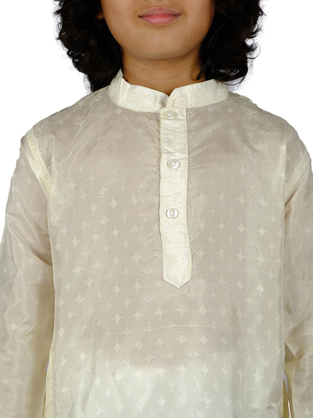 Sethukrishna Boys Cream-Coloured Embroidered Angrakha Kurta with Salwar & With Dupatta - Distacart