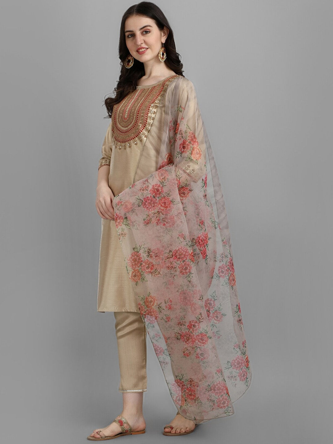Kalini Ethnic Motifs Embroidered Sequined Kurta with Trousers & Dupatta - Distacart