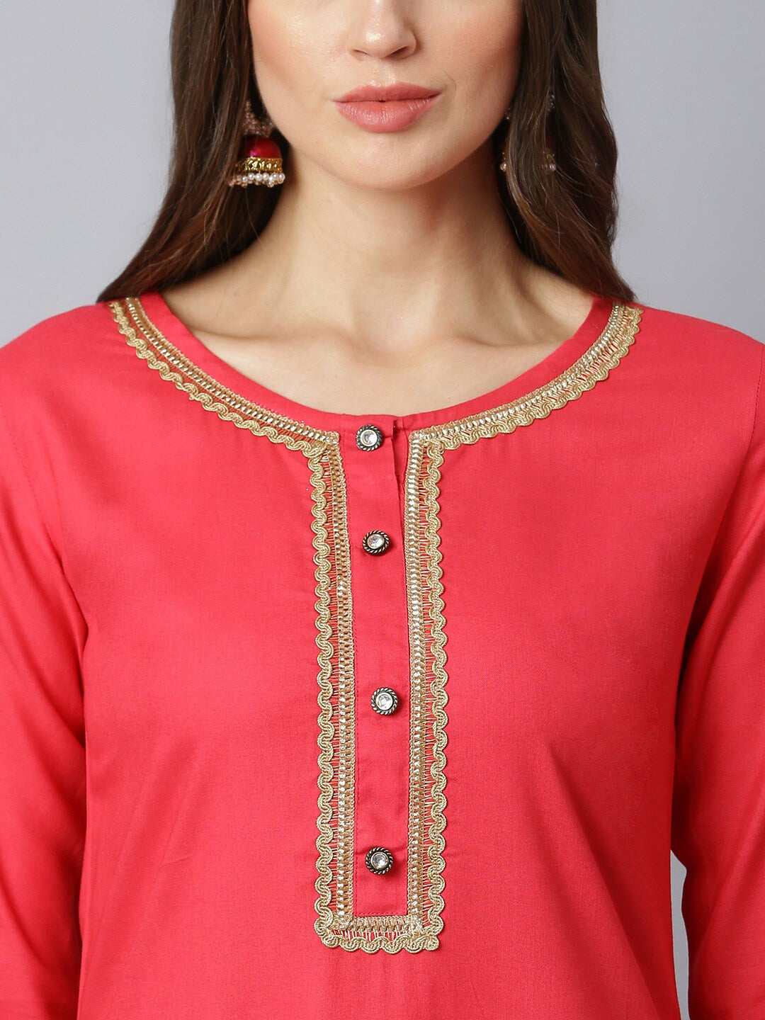 Khushal K Women Pink Gotta Patti Kurta with Trousers & With Dupatta - Distacart