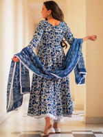 Thumbnail for Kalini Floral Printed Anarkali Kurta & Trousers With Dupatta - Distacart
