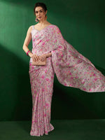Thumbnail for Sangria Floral Embellished Satin Saree - Distacart