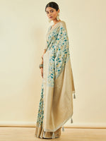 Thumbnail for Soch Floral Printed Zari Tussar Saree - Distacart