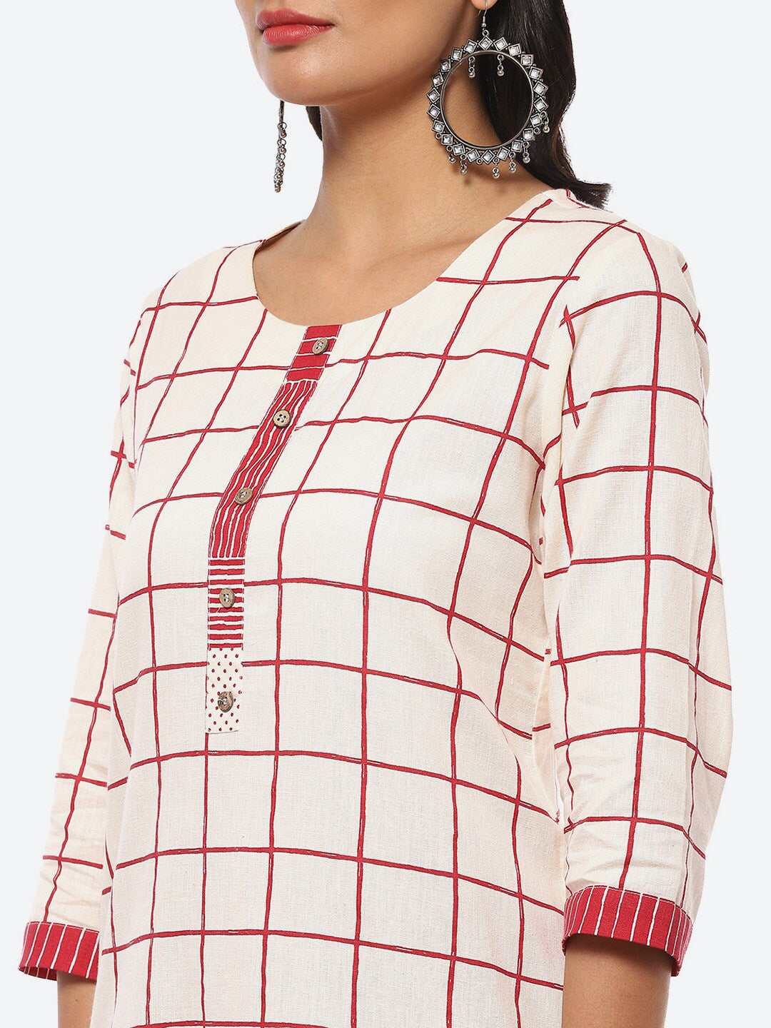 Biba Checked Printed Kurta With Palazzos - Distacart