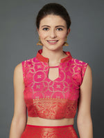 Thumbnail for Mitera Pink Woven Design Banarasi Saree - Distacart