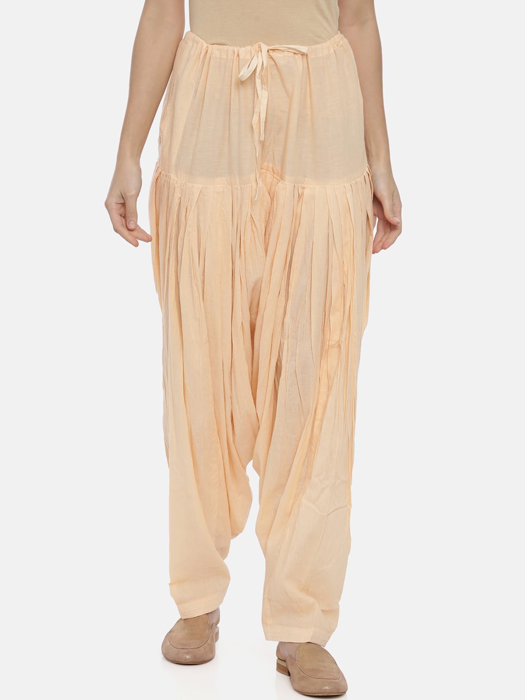 Souchii Beige Solid Regular-Fit High-Rise Patiala - Distacart