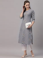 Thumbnail for Kalini Women Grey Ethnic Motifs Printed Straight Kurta - Distacart