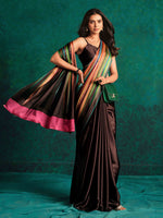 Thumbnail for Sangria Striped Digital Printed Satin Saree - Distacart