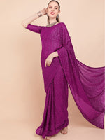 Thumbnail for Sangria Sequinned Pure Georgette Party Saree - Distacart