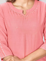 Thumbnail for Kalini Women Pink Ethnic Motifs Layered Sequinned Pure Cotton Kurta with Skirt & With Dupatta - Distacart