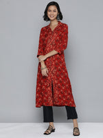 Thumbnail for HERE&NOW Ethnic Motifs Printed A-Line Kurta - Distacart