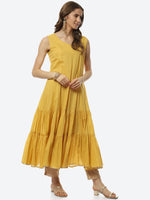 Thumbnail for Biba Women Yellow Floral Embroidered Layered Kurta - Distacart