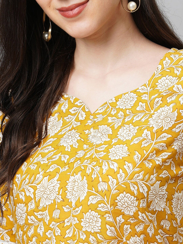 Kalini Women Yellow Floral Printed Kurta with Trousers & With Dupatta - Distacart