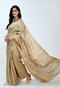 Thumbnail for Mominos Fashion Moeza Pure Ghichcha Silk Tussar Golden Color Saree