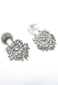 Thumbnail for Mominos Fashion Johar Kamal Silver Color Base With Kundan Earrings - Distacart