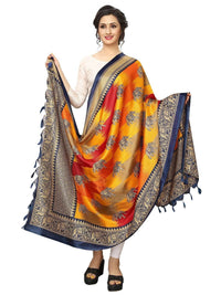 Thumbnail for Vamika Navy Blue Printed Khadi Bhagalpuri Dupatta