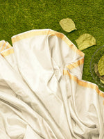 Thumbnail for Mimosa Women's Off White Linen Blend Kasavu Saree - Distacart