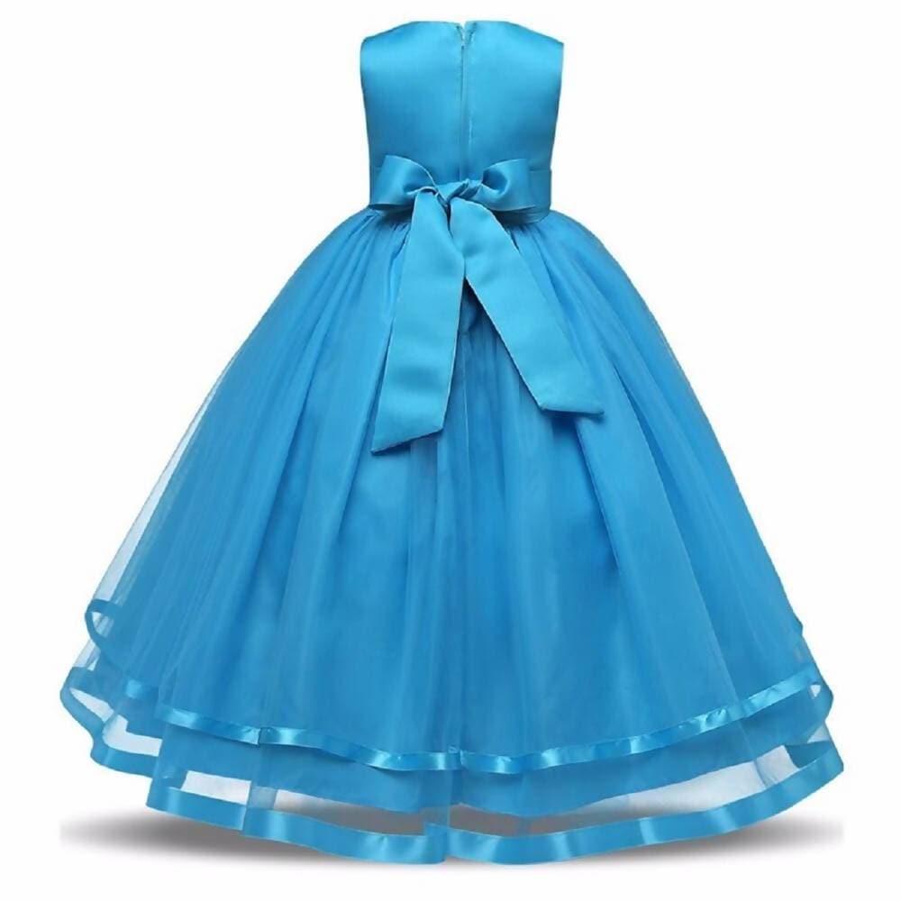 Asmaani Baby Girl's Sky Blue Satin A-Line Maxi Full Length Dress (AS-DRESS_22060) - Distacart