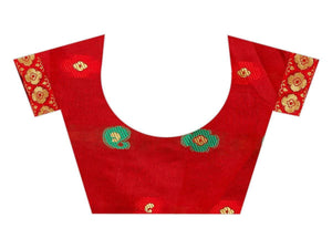 Vamika Banarasi Cotton Silk Rama Green Weaving Saree