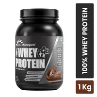 Thumbnail for Dr. Morepen 100% Whey Protein infused with Digestive Enzymes, Multivitamins, & Multiminerals in Double Chocolate Flavour - Distacart